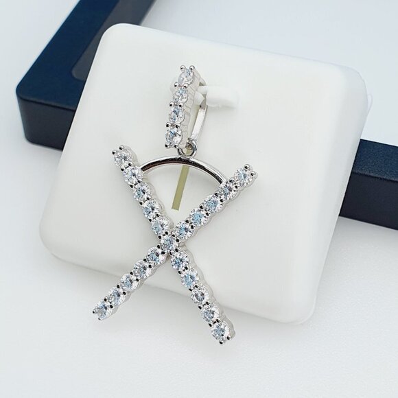 "925 Sterling Silver Cubic Zirconia Initial Pendant, UU1P6A6190 - Picture 4 of 9